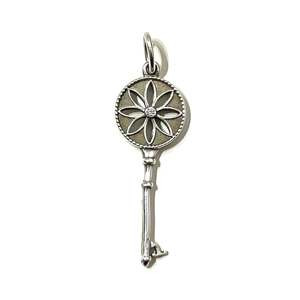 Tiffany & Co. Flower Key Sterling Diamond Pendant **damaged